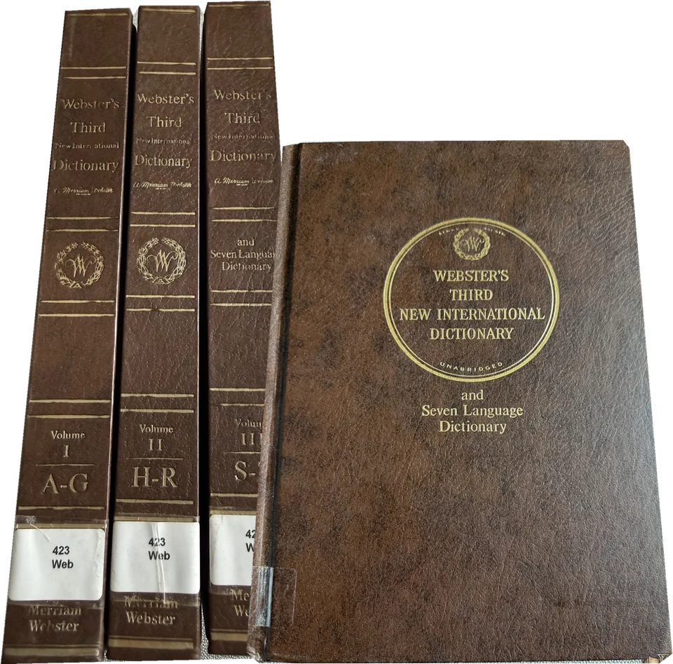 Webster’s Third & Seven Language Dictionary — Three volumes